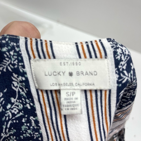 Lucky Brand Floral Blouse - White and Blue boho - Picture 3 of 3